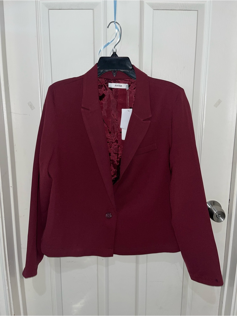 NWT JustFab Women's Wine Red Single-Button Blazer